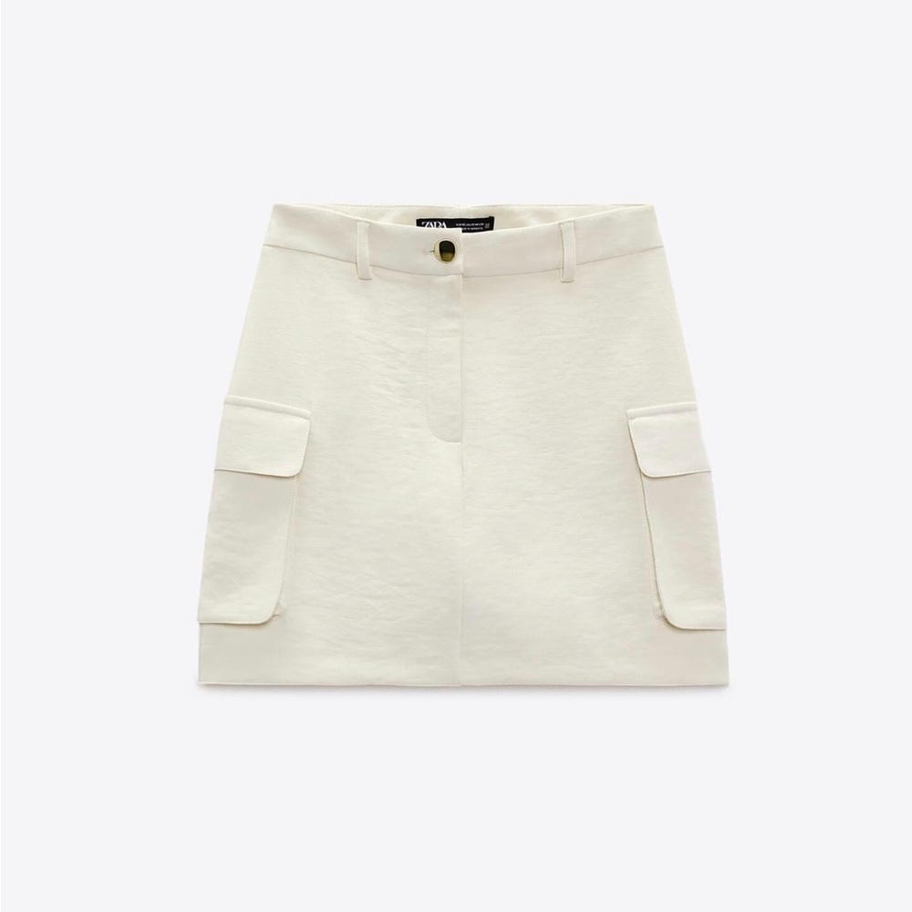 Zara Cream Mini Skirt with Pockets